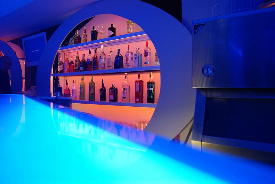Disco, Night, Local, illuminated, indoors, blue, arch, window HD wallpaper