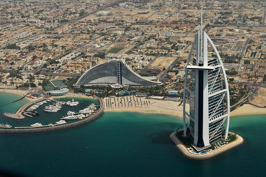 Dubai Cityscape with Burj Al Arab Jumeirah in the United Arab Emirates - UAE, HD wallpaper
