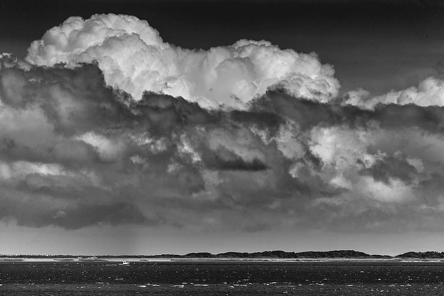 grayscale photo of cloudy sky, grayscale photo of clouds during daytime HD wallpaper