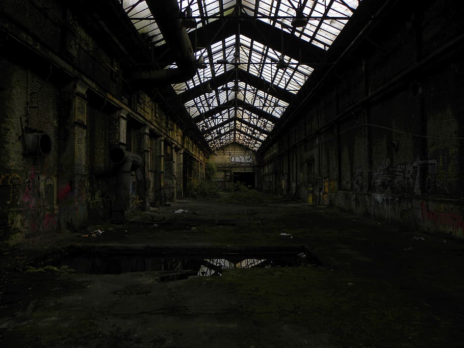 abandoned building, factory, age, decay, leave, khd, deutz factory HD wallpaper