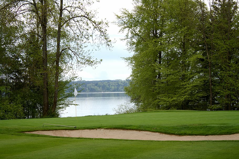 golf course during daytime, germany, green, sand trap, grass HD wallpaper