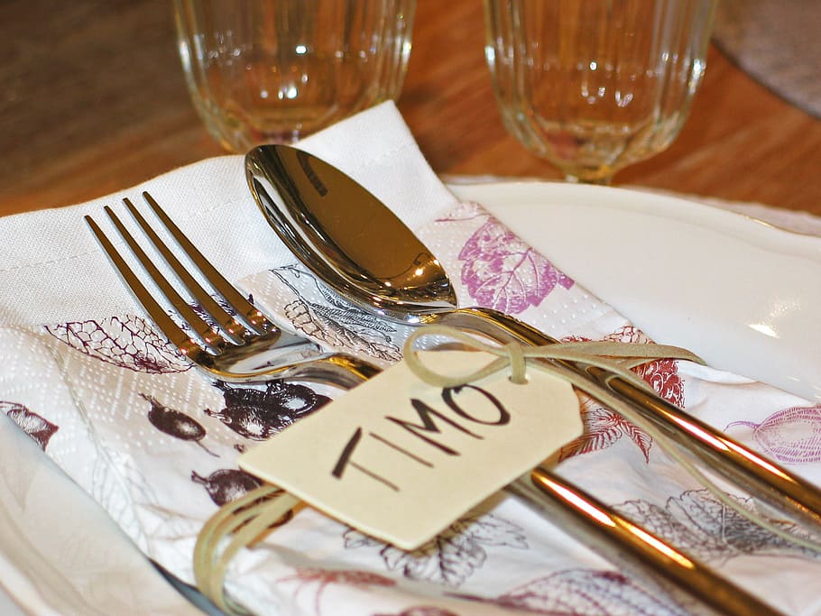 cutlery, cover, table, fork, eat, knife, plate, gedeckter table HD wallpaper