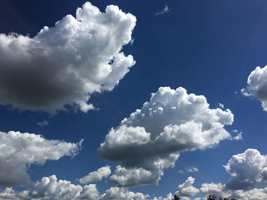 clouds, sky, glomerulus, cloud cover, nature, blue sky, white HD wallpaper