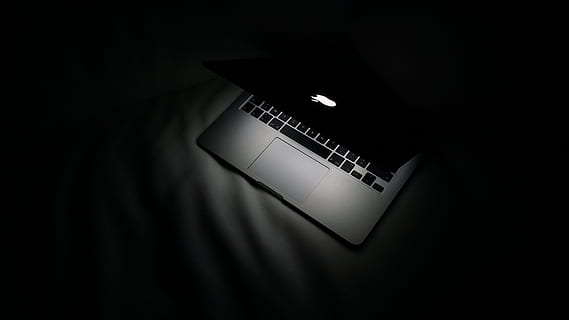 turned on silver MacBook on white textile, laptop, apple, computer HD wallpaper