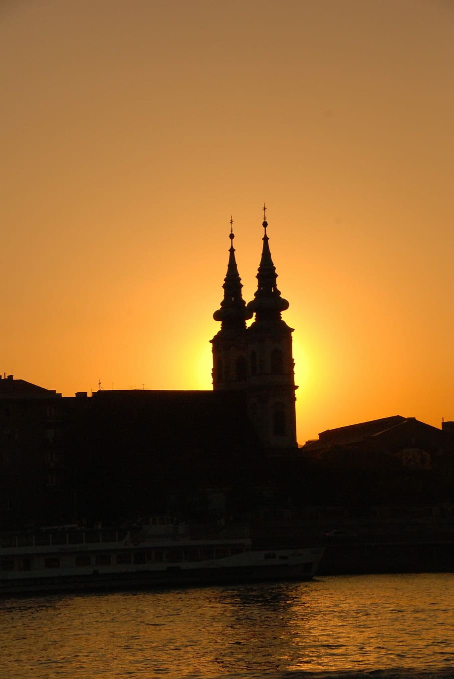 Sunset, Church, River, Budapest, silhouette, no people, architecture HD wallpaper