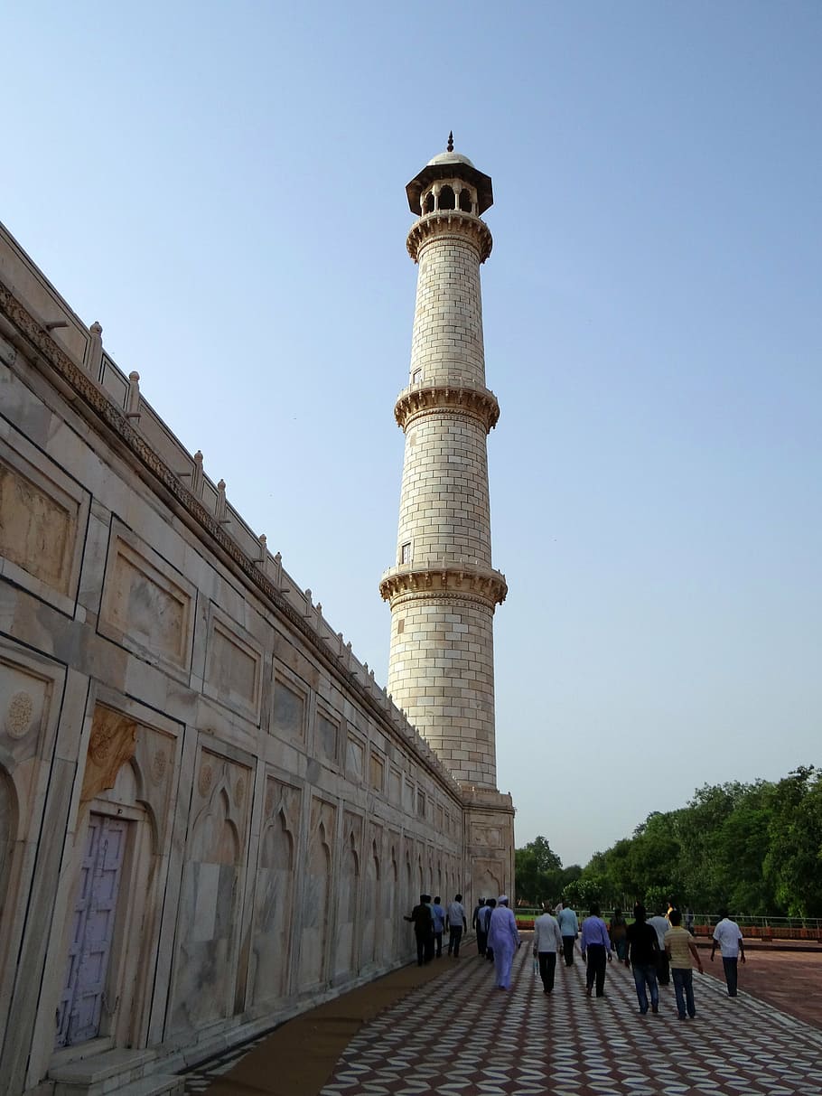 south-west tower, minaret, architecture, taj mahal complex, HD wallpaper