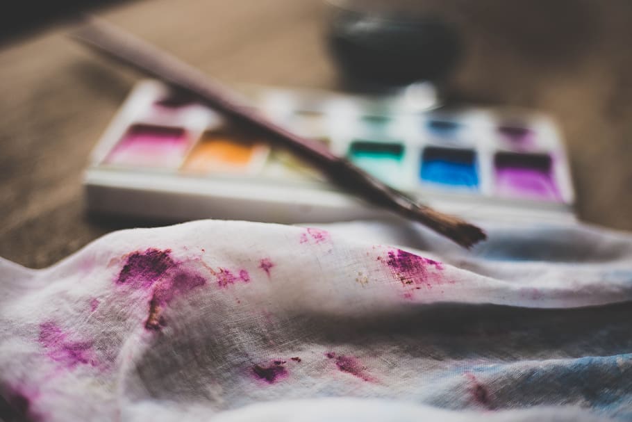 white textile with purple stain, colour, vibrant, bright, paint HD wallpaper