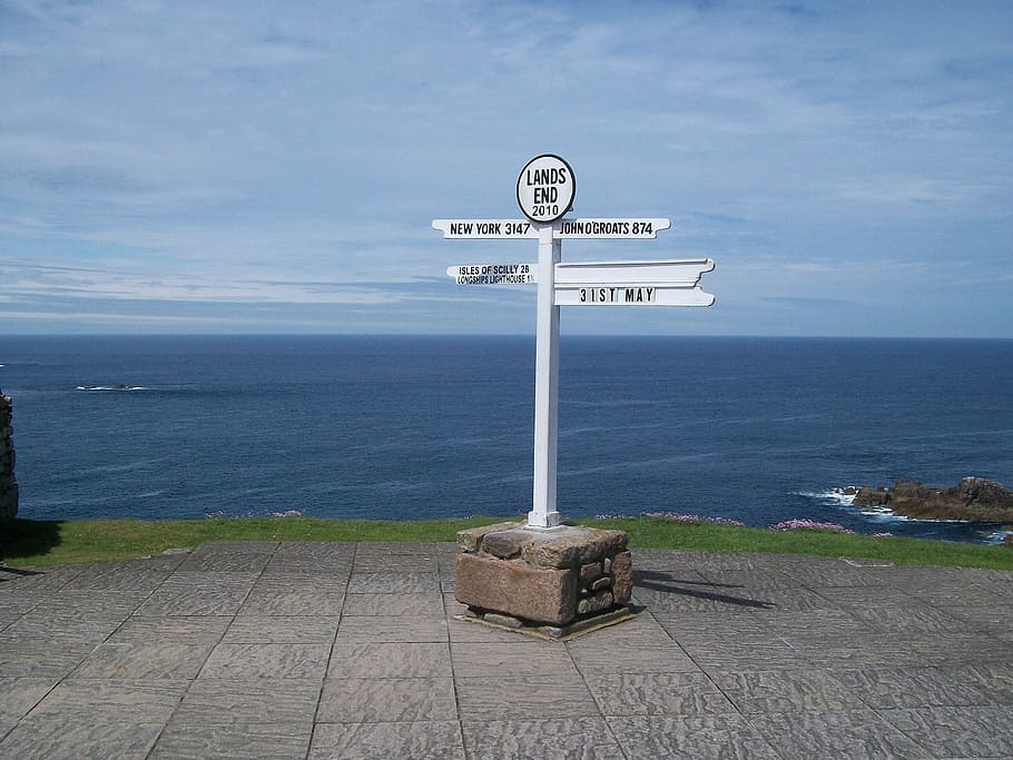 land's end, marker, cornwall, uk, ocean, coast, atlantic, tourism HD wallpaper