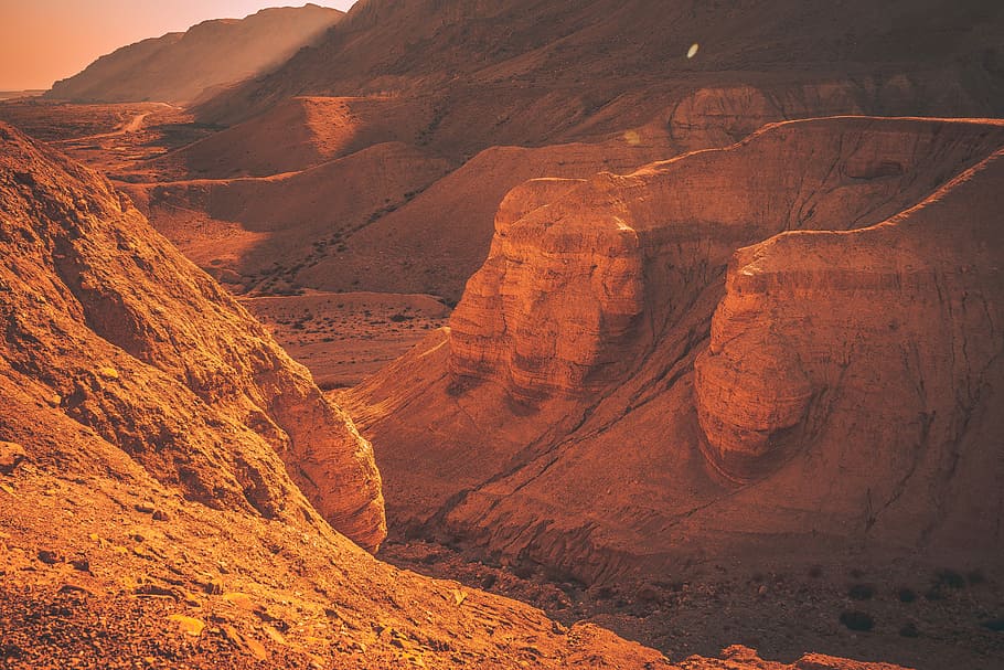 beige canyon, desert mountain, valley, rock, layers, rock - object HD wallpaper