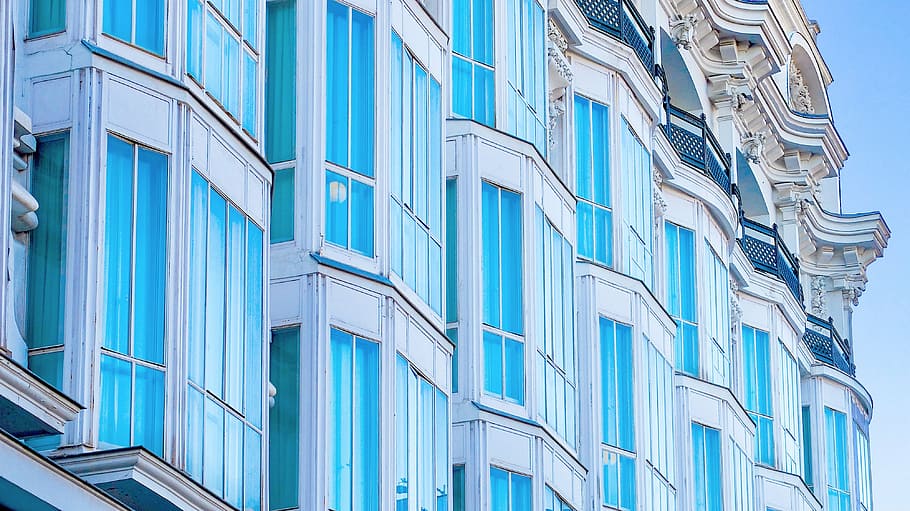 architecture, building, glass, perspective, windows, built Structure HD wallpaper