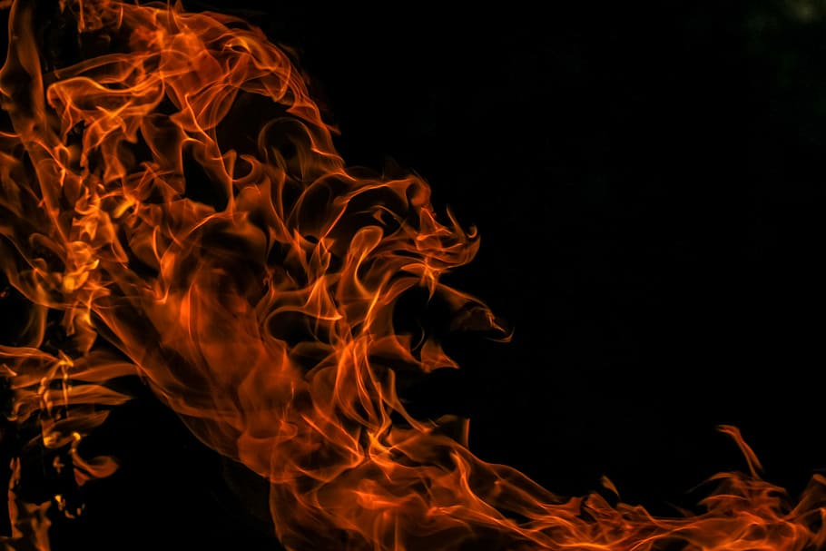 red flame digital wallpaper, fire, flames, heat - temperature