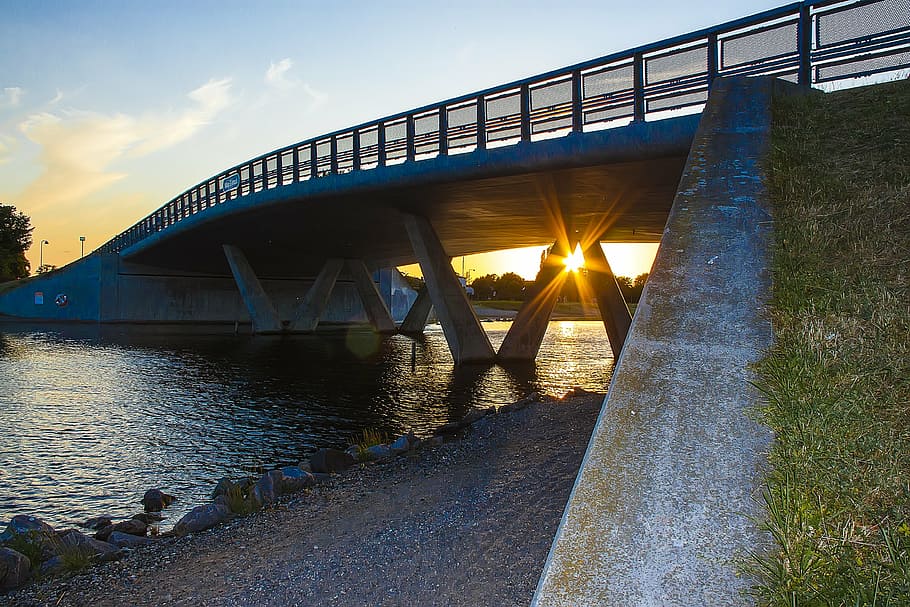 sunset, bridge, marine, bridge - Man Made Structure, river HD wallpaper