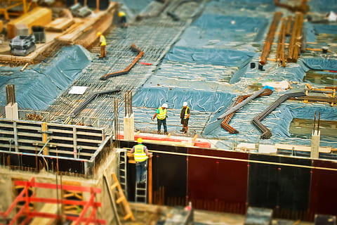 two man standing on top of construction building, site, construction work HD wallpaper