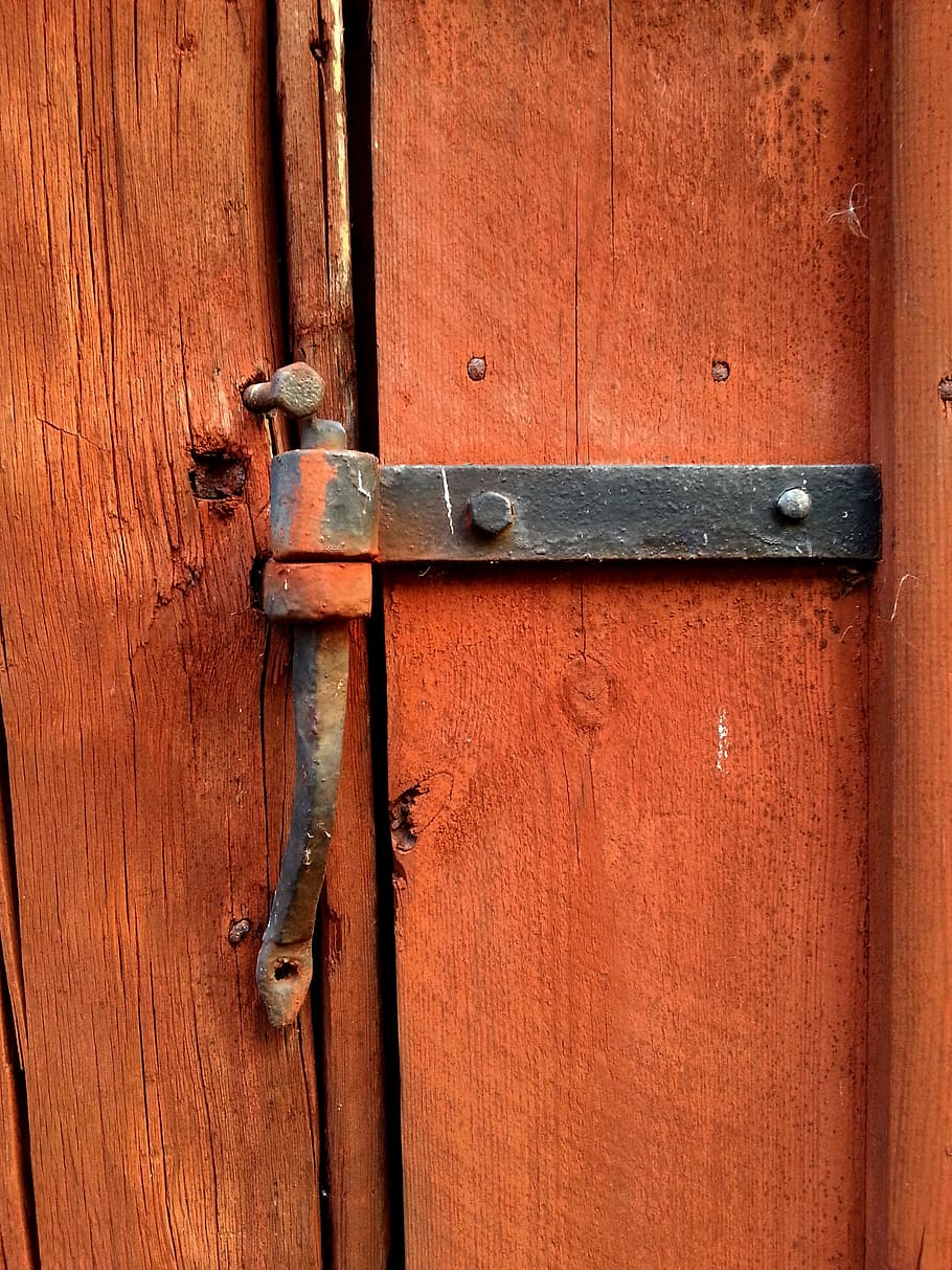 Architecture, Door, Locked, Old, rusty, red, wood, wood - Material HD wallpaper