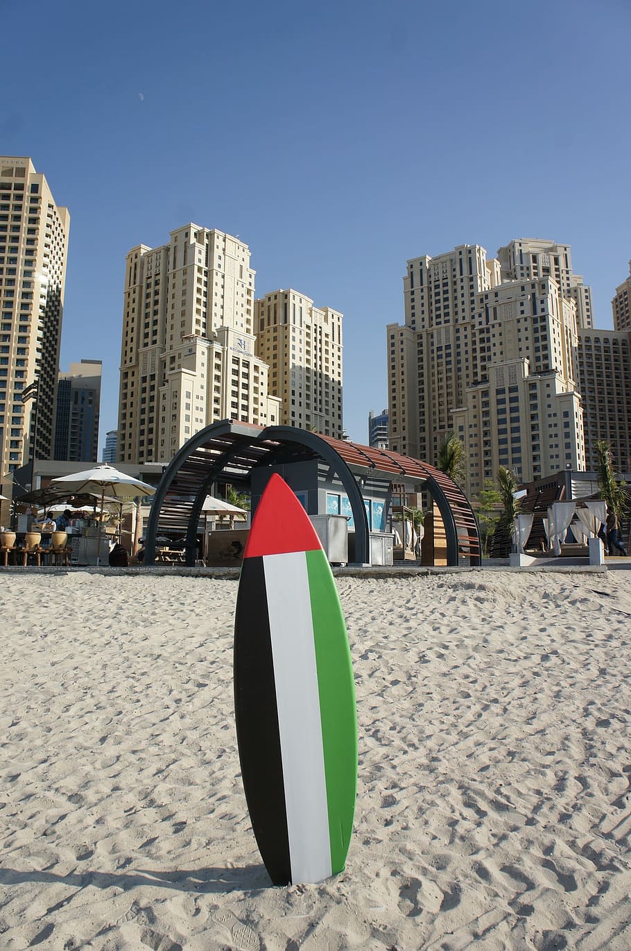 Surf, Dubai, Sand, Sport, Pleasure, Fun, beach, flag, clear sky, HD wallpaper