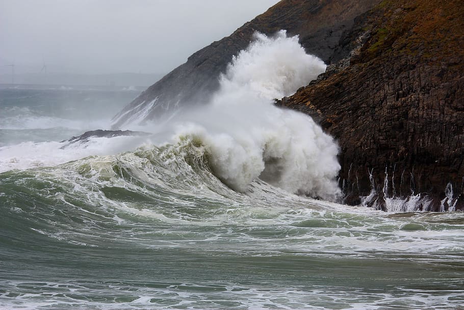 Sea, Ocean, Waves, Rock, Energy, atlantic, seaside, water, landscape HD wallpaper