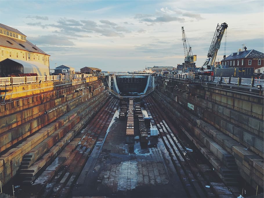 Industrial, Construction, Cranes, sky, transportation, architecture HD wallpaper
