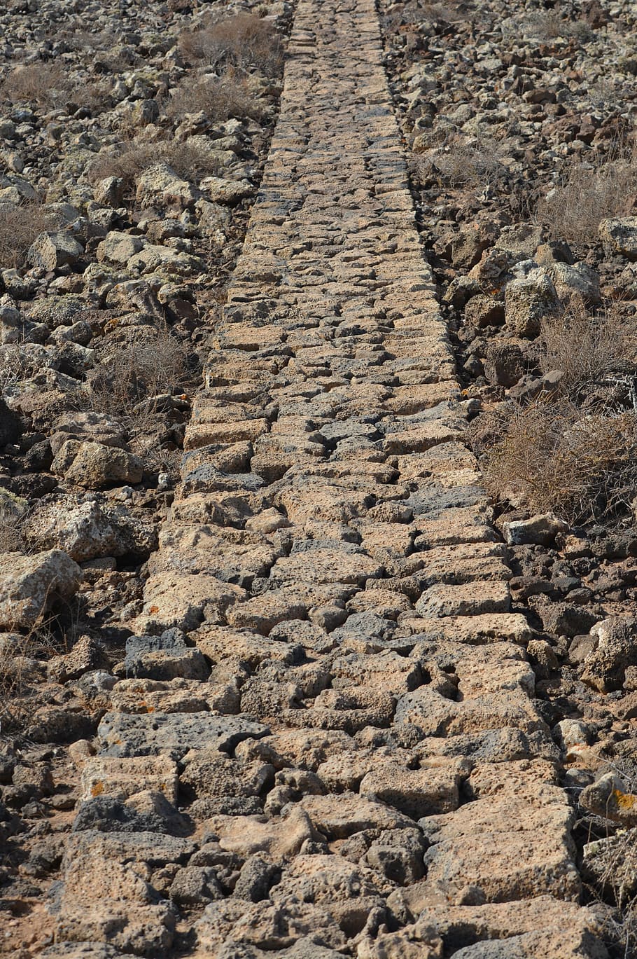 stones, walking path, road, high angle view, no people, day HD wallpaper