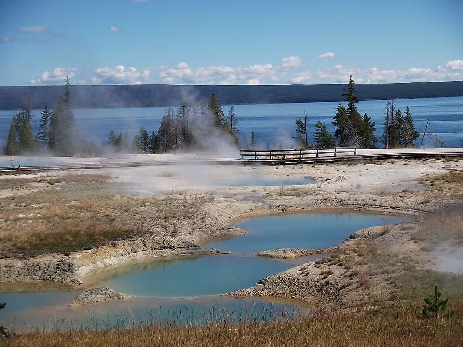 geothermal, yellowstone, lake, water, beauty in nature, scenics - nature HD wallpaper