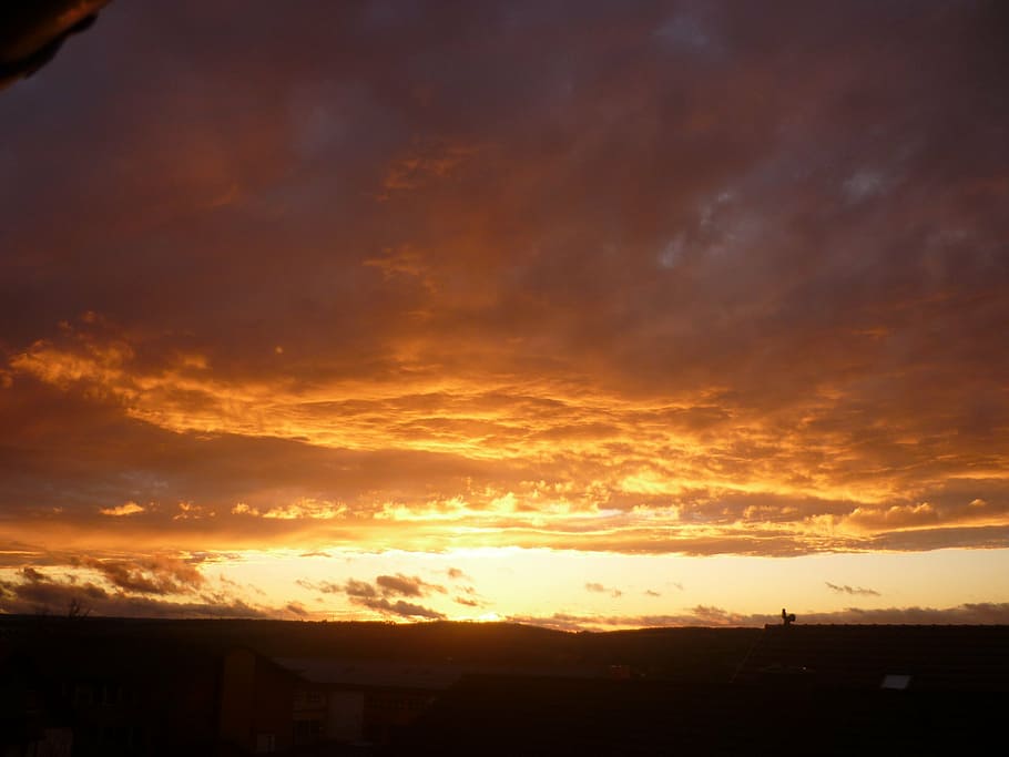 sunset, evening, atmospheric, clouds, sky, abendstimmung, dusk HD wallpaper
