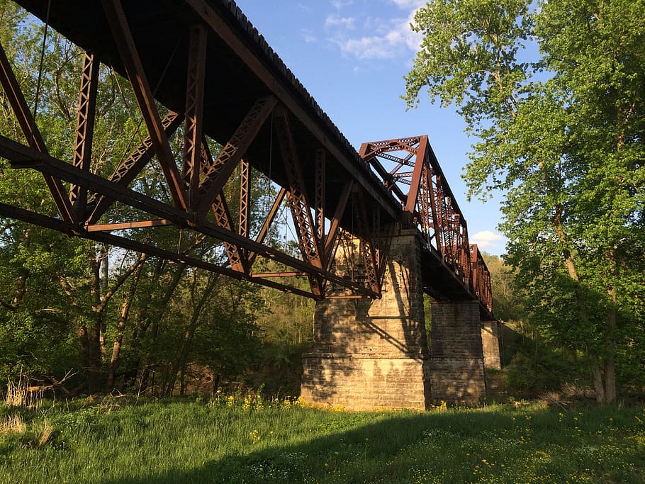 railroad, bridge, railway bridge, structure, metal, steel, construction HD wallpaper