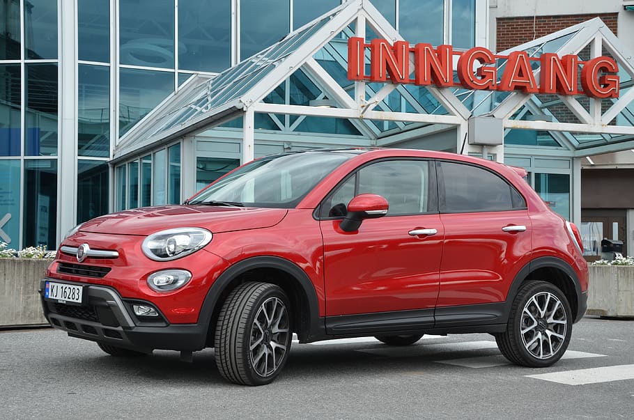 fiat 500x, functional, design, mode of transportation, red HD wallpaper
