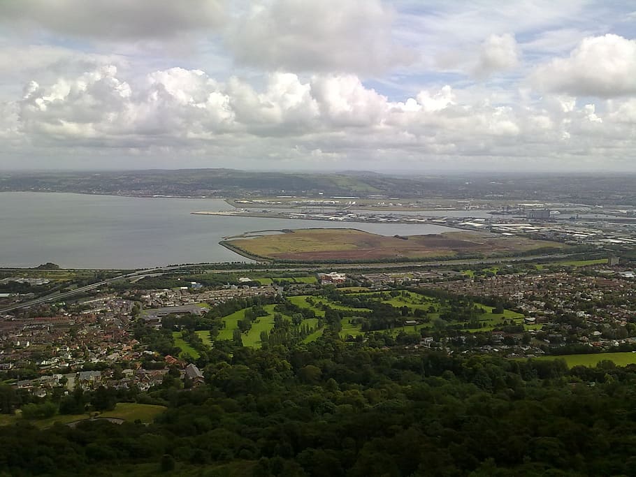 aerial view of trees, Belfast, Ireland, Northern, Irish, islands