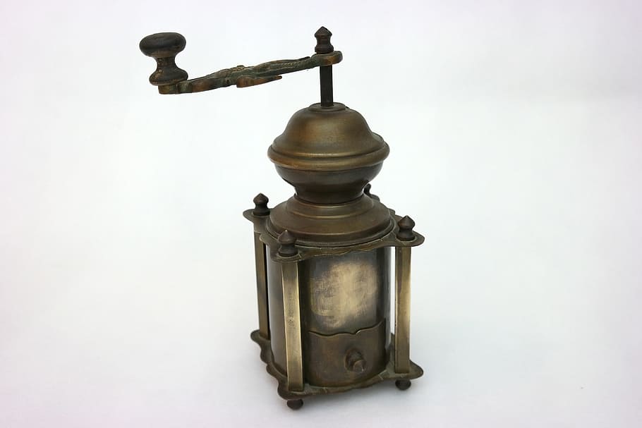 Grinder, Antiques, Bronze, old-fashioned, white background HD wallpaper