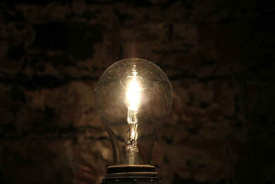 lighted light bulb, brick, electric Lamp, lighting Equipment HD wallpaper
