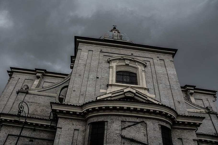 building, gloomy, sky, clouds, cloudiness, sunset, weird, architecture HD wallpaper