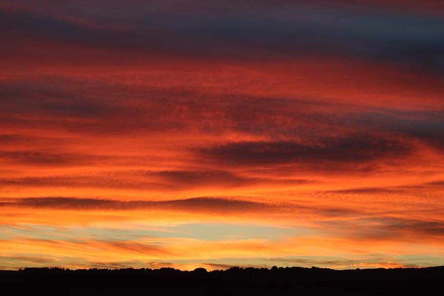 sunset, evening sky, afterglow, clouds, landscape, atmospheric HD wallpaper