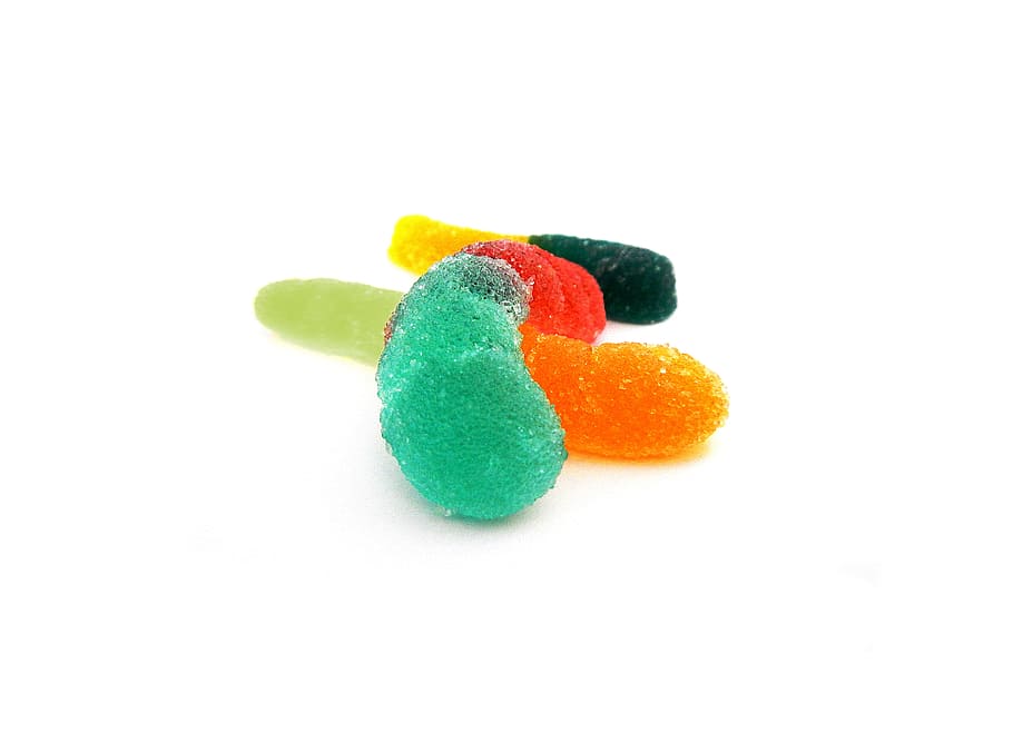 jelly, worms, candy, sugar, multi colored, studio shot, cut out HD wallpaper