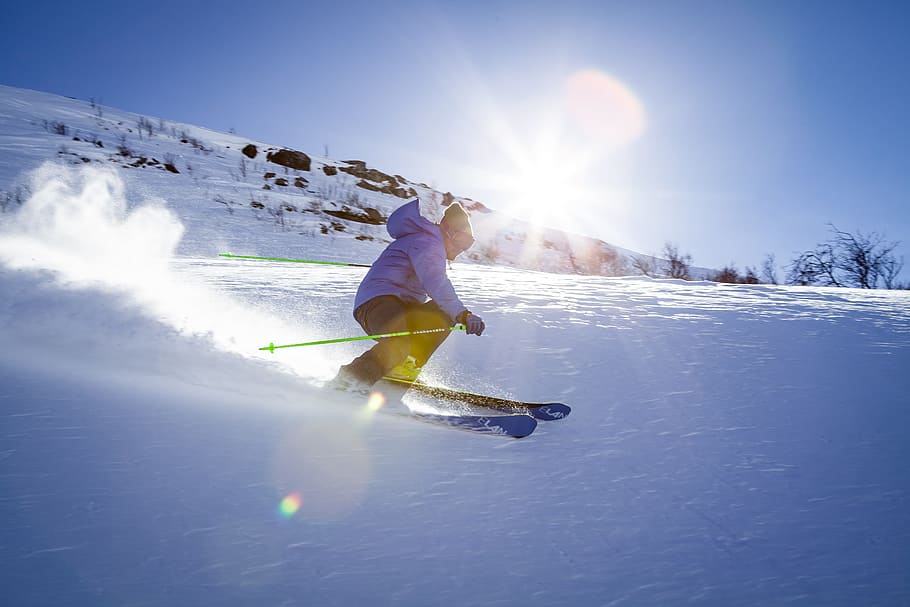 man skiing on snow field, winter, white, cold, weather, ice HD wallpaper