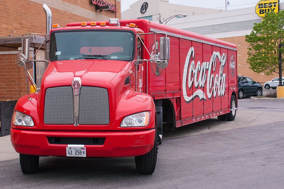 truck, red, coca-cola, america, classic, style, delivery, color, HD wallpaper