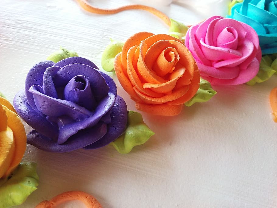 assorted-color flower artworks, food, birthday, cake, celebration