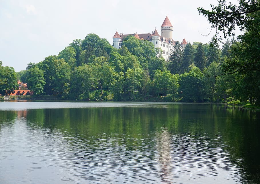 chateau, castle, czechia, park, pond, tourism, tower, travel, HD wallpaper