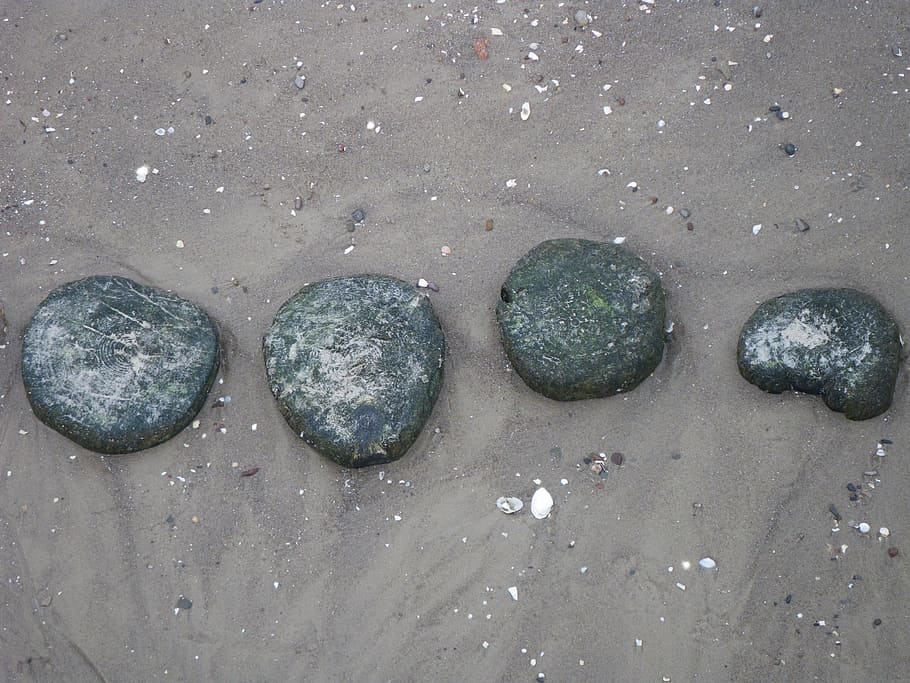 beach, stones, sand, high angle view, land, rock, solid, no people HD wallpaper