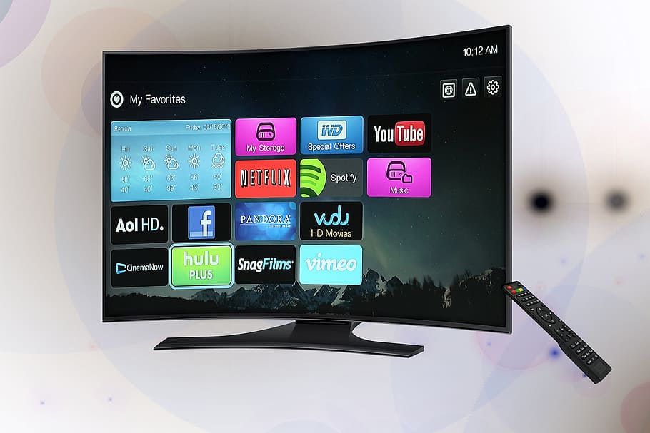 curved flat screen television, tv, android tv, network, technology