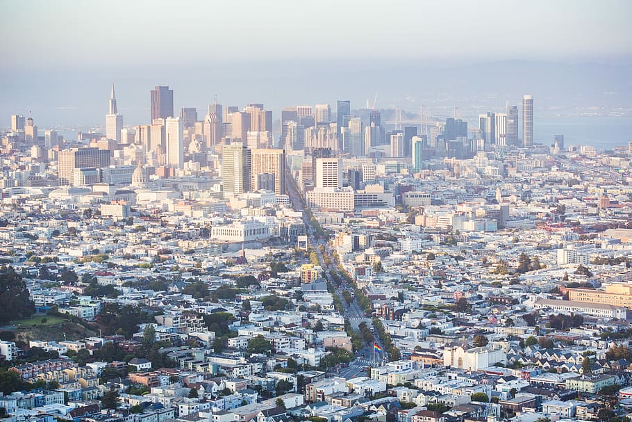 Cityscape View of Financial District Skyscrapers in San Francisco, California, HD wallpaper