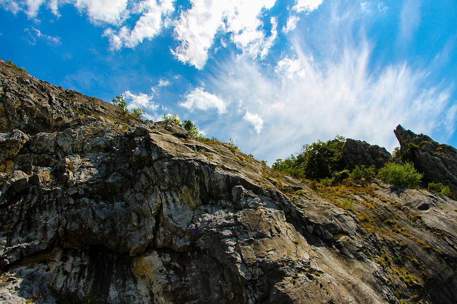 sky, cloud, blue, mountain, stone, solid, rock, rock - object HD wallpaper