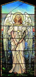 angel mosaic artwork, lida, mitchell, fenton, window, tiffany HD wallpaper