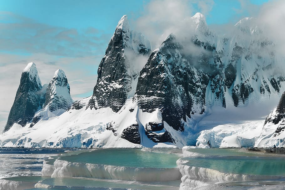 mountain, snow, cold, sky, winter, clouds, cold temperature HD wallpaper