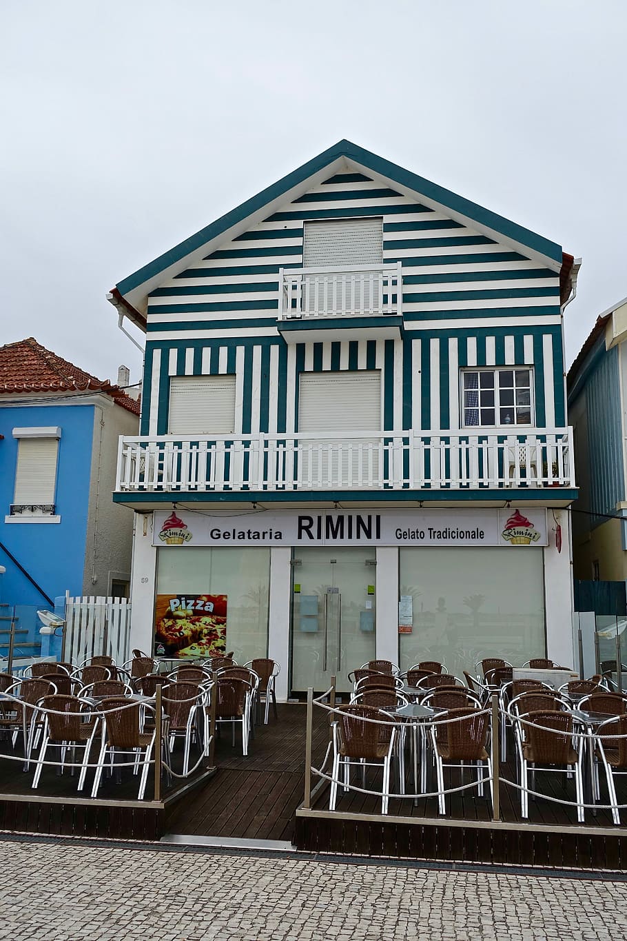 Restaurant, Building, Colourful, Stripes, exterior, decoration HD wallpaper