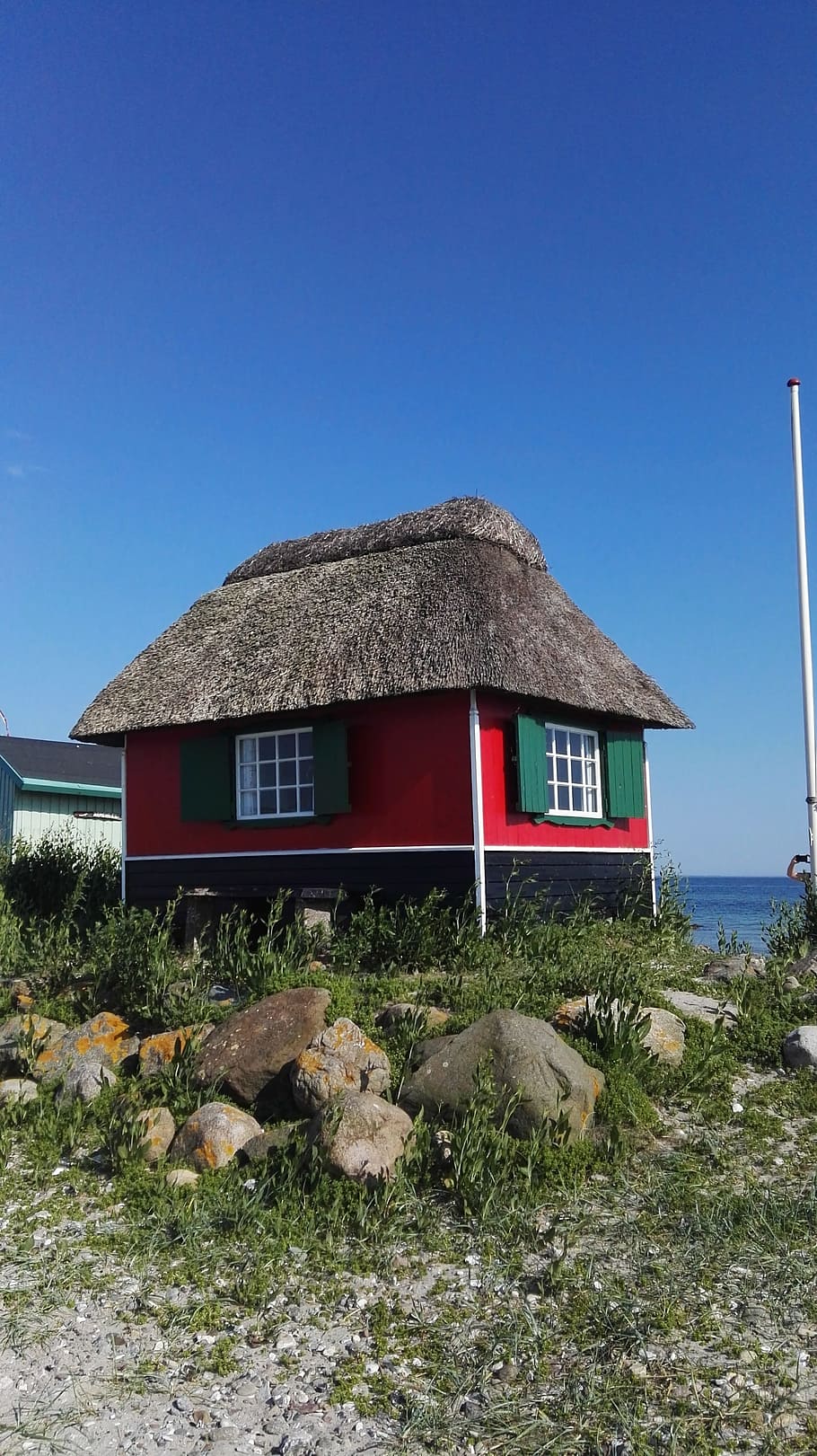 Hut, Beach, Sand, Travel, summer, blue, sky, holiday, house HD wallpaper