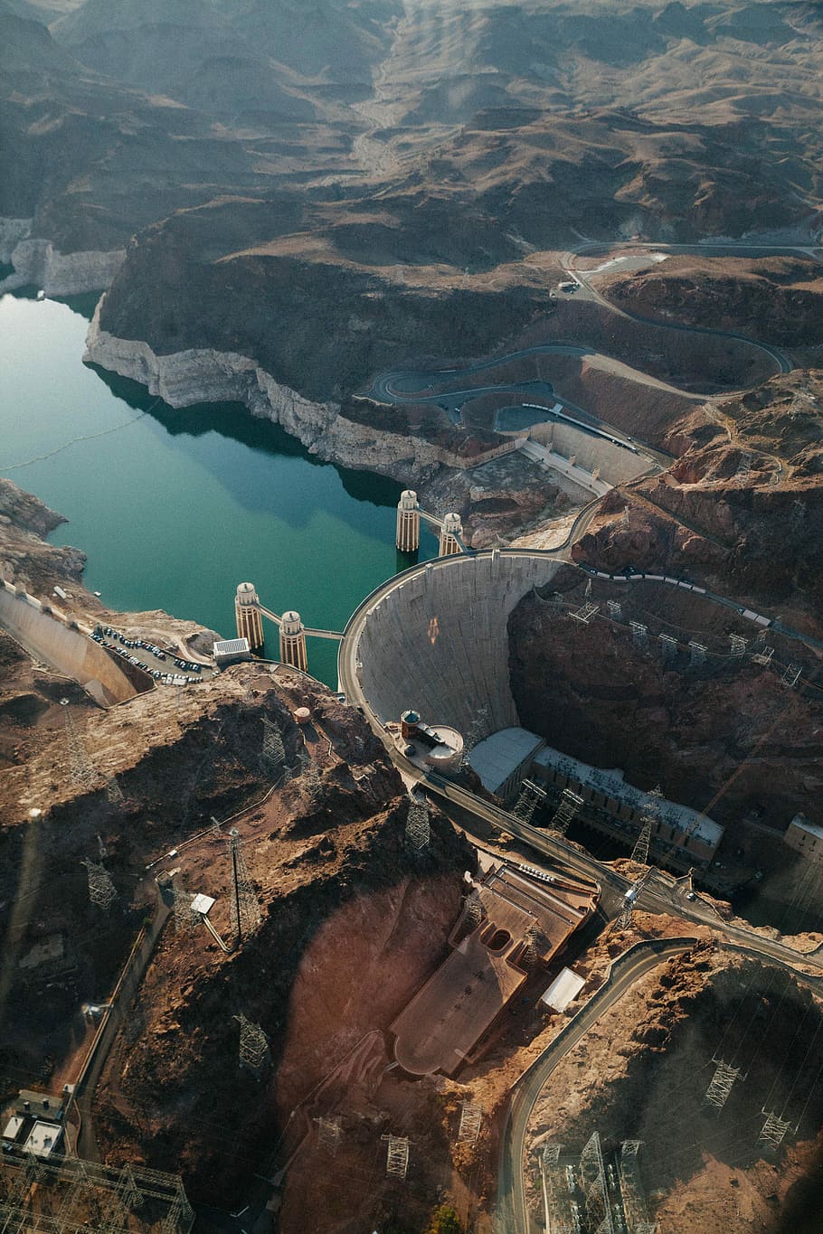 aerial view photography of Hoover Dam, aerial view of water dam HD wallpaper