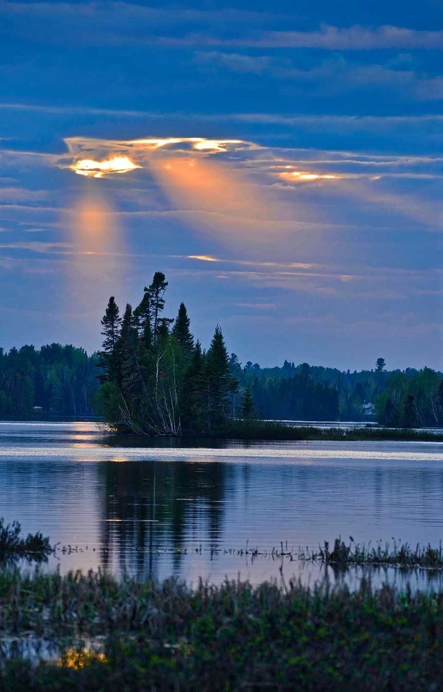 landscape, nature, calm, summer, trees, lake, sky, water, twilight HD wallpaper