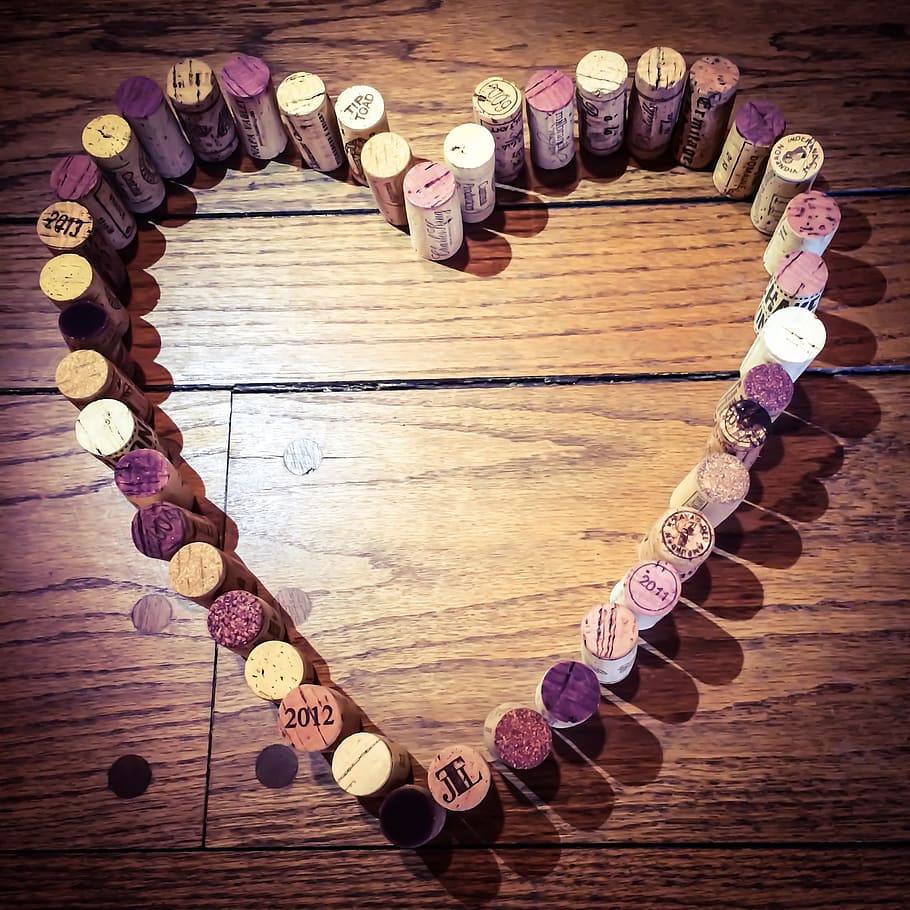assorted-color bottle cork lot, wine corks, heart, love, no people HD wallpaper