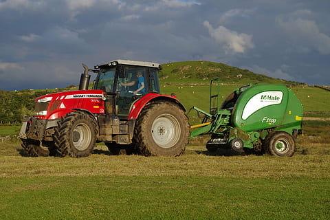 baling, hay, tractor, bale, baler, grass, agriculture, country HD wallpaper