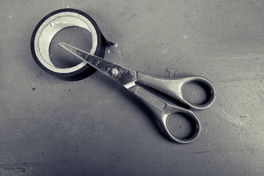 scissors, tape, tool, cut, mask, cut off, metal, work tool HD wallpaper