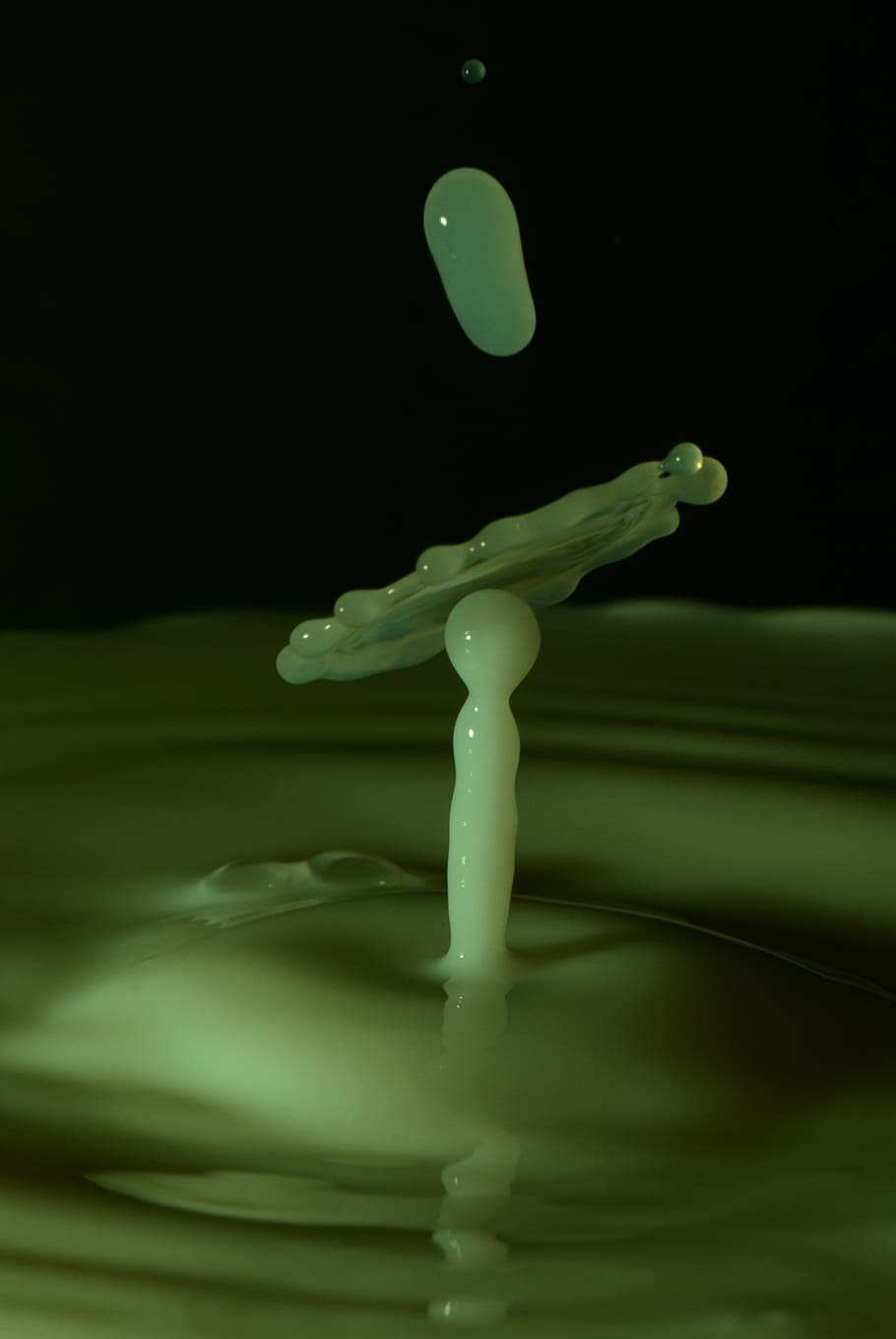 drop, crown, milk, macro, impact, experiment, green, abstraction HD wallpaper